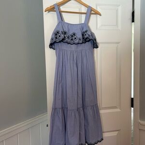 Kate Spade Blue Embroidered Maxi Dress